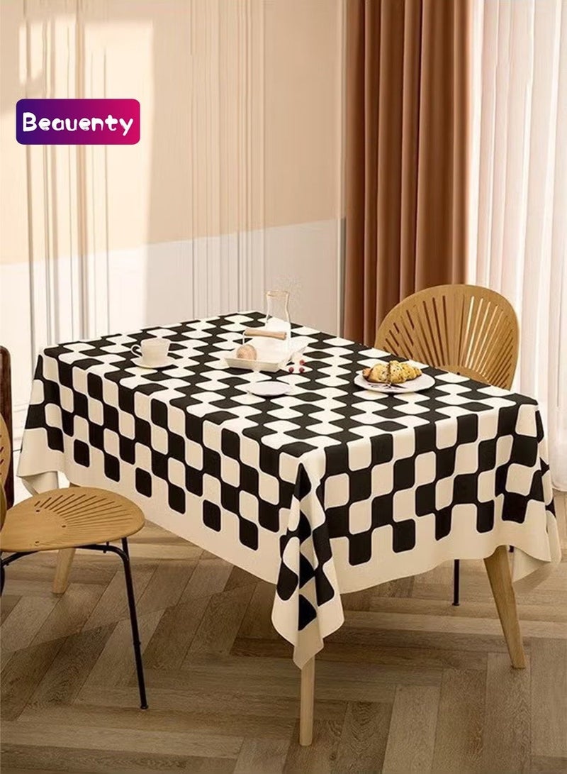 بيوينتي مفرش طاولة بتصميم شطرنجي، مقاوم للبقع والتجاعيد، قابل للغسيل، من مادة البوليستر، قطعة قماش زخرفية لتغطية الطاولة، مناسب لطاولات الطعام، بوفيهات الحفلات، وتغطية طاولات التخييم، مقاس 70*70 سم، قطعتين. - Image 1